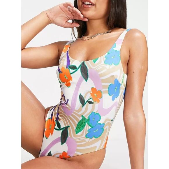 ASOS Other - ASOS Design Scoop Back Sleek Swim Suit in Floral Swirl Print 8 NWT